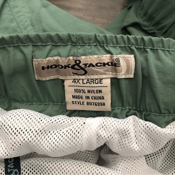 Hook And Tackle Swim Trunks Shorts Mens 4XL Green Adjustable Buckle Mesh Lined - Picture 2 of 15